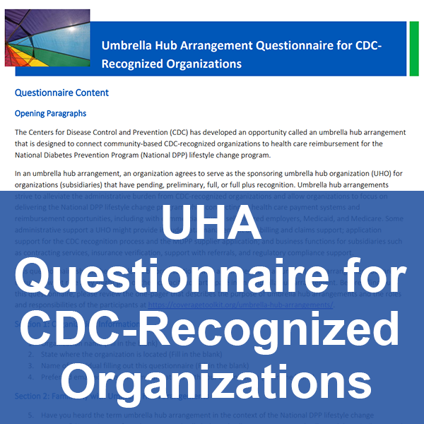 UHA Questionnaire for CDC-Recognized Organizations
